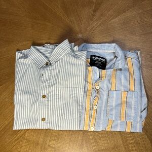 Boy button down large collard shirt casual